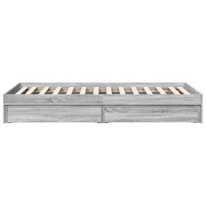 Bed Frame with Drawers without Mattress Grey Sonoma 90x190 cm Single