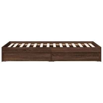 Bed Frame with Drawers without Mattress Brown Oak 90x190 cm Single