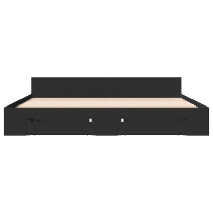 Bed Frame with Drawers without Mattress Black 200x200 cm