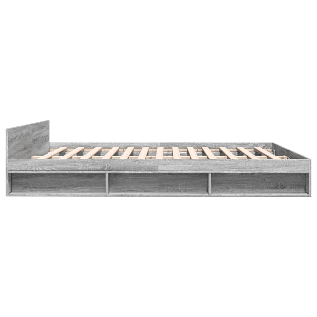 Bed Frame with Drawers without Mattress Grey Sonoma 200x200 cm