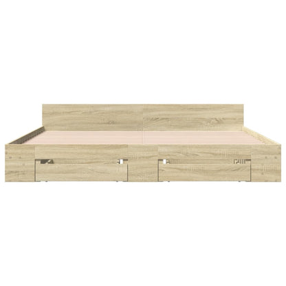 Bed Frame with Drawers without Mattress Sonoma Oak 180x200 cm Super King