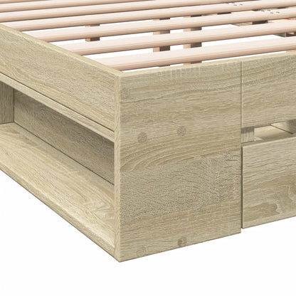 Bed Frame with Drawers without Mattress Sonoma Oak 180x200 cm Super King
