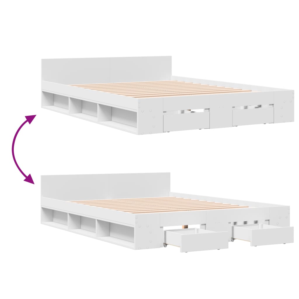 Bed Frame with Drawers without Mattress White 120x200 cm