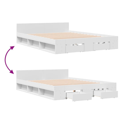 Bed Frame with Drawers without Mattress White 120x200 cm