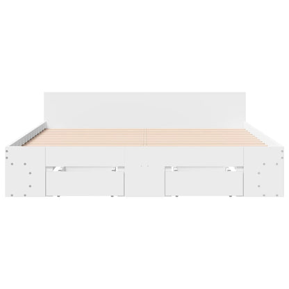 Bed Frame with Drawers without Mattress White 140x190 cm