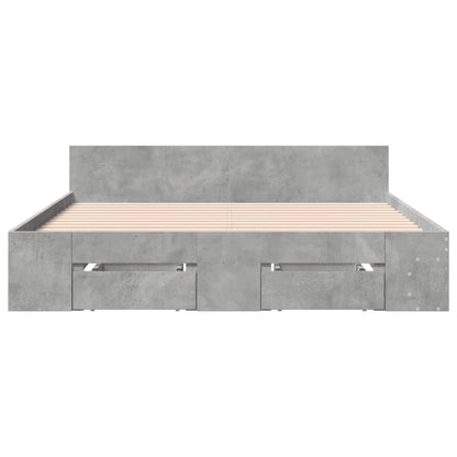 Bed Frame with Drawers without Mattress Concrete Grey 140x190 cm