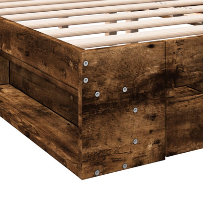 Bed Frame with Drawers without Mattress Smoked Oak 140x190 cm