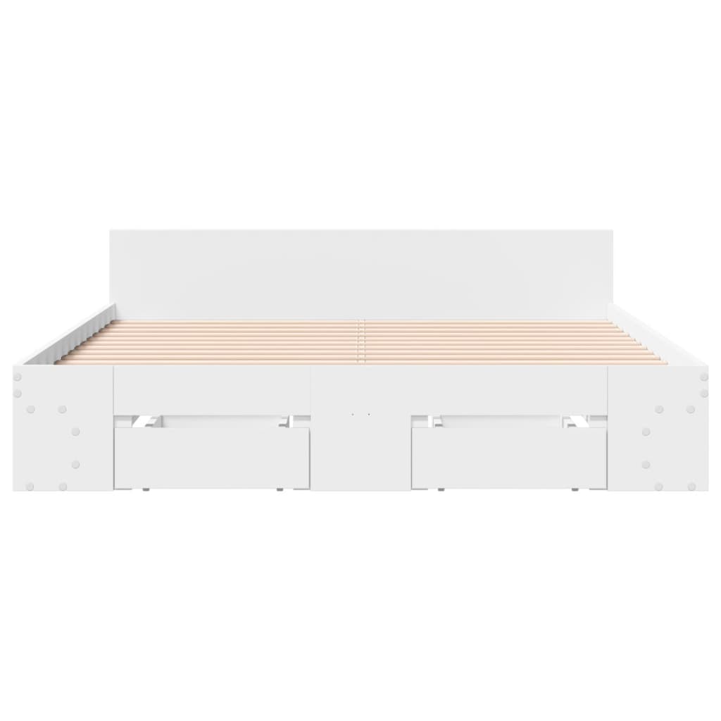 Bed Frame with Drawers without Mattress White 135x190 cm Double