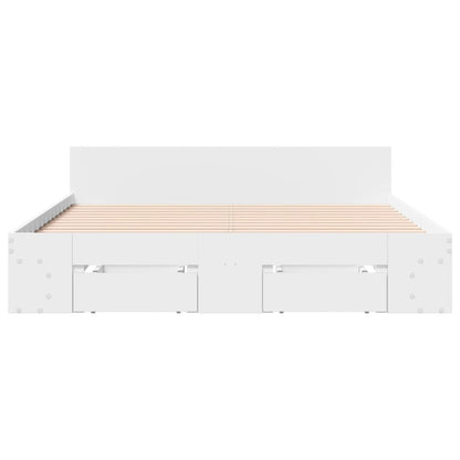 Bed Frame with Drawers without Mattress White 135x190 cm Double