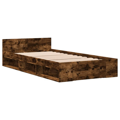 Bed Frame with Drawer without Mattress Smoked Oak 100x200 cm