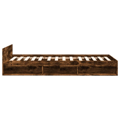 Bed Frame with Drawer without Mattress Smoked Oak 100x200 cm