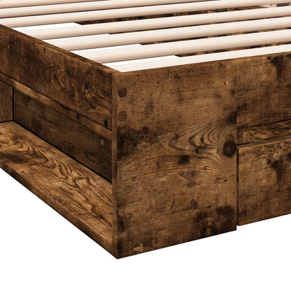 Bed Frame with Drawer without Mattress Smoked Oak 100x200 cm