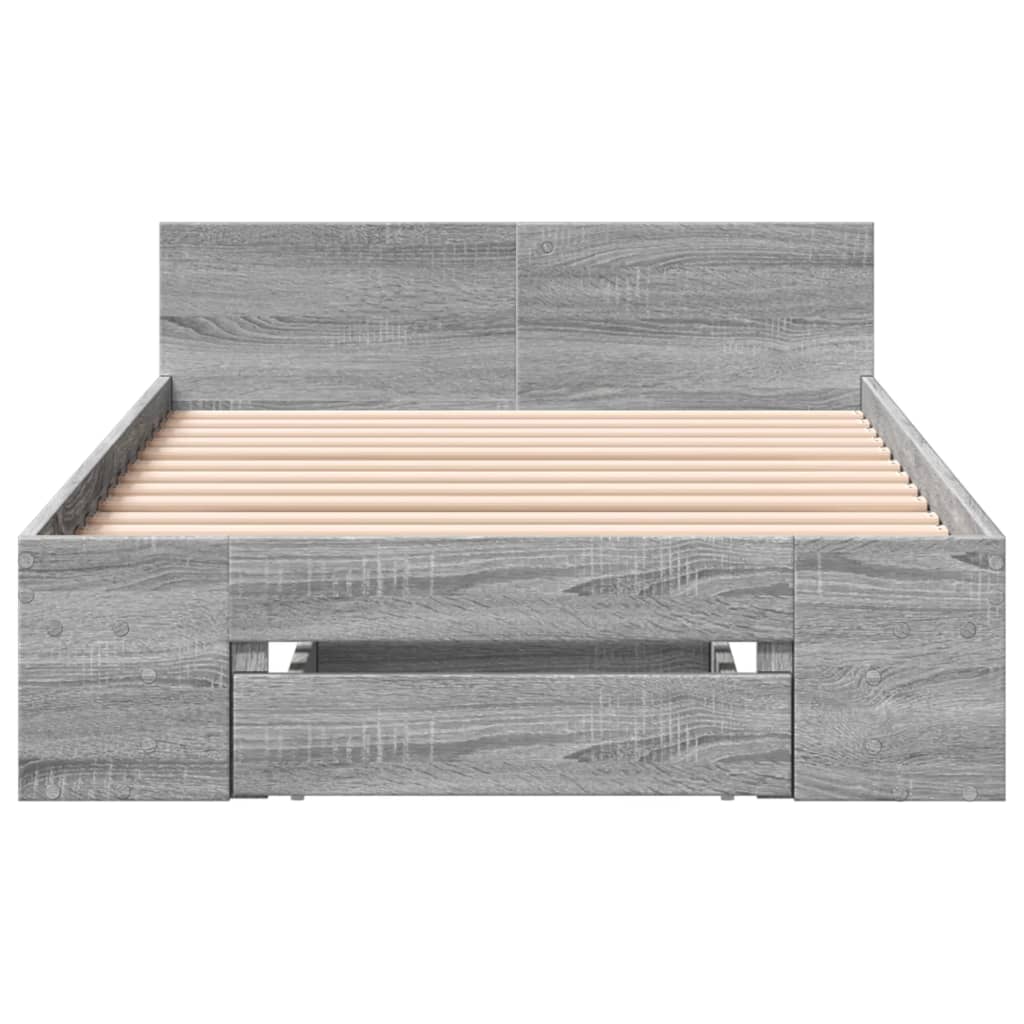 Bed Frame with Drawer without Mattress Grey Sonoma 100x200 cm