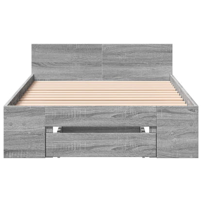Bed Frame with Drawer without Mattress Grey Sonoma 100x200 cm