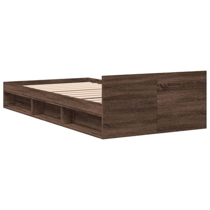 Bed Frame with Drawer without Mattress Brown Oak 100x200 cm