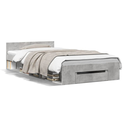 Bed Frame with Drawer without Mattress Concrete Grey 90x200 cm