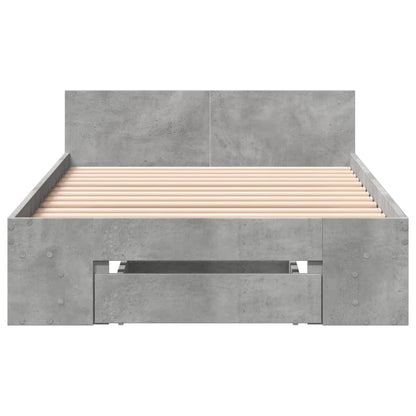 Bed Frame with Drawer without Mattress Concrete Grey 90x200 cm
