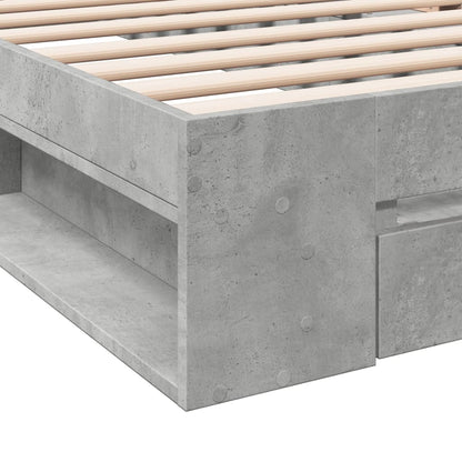 Bed Frame with Drawer without Mattress Concrete Grey 90x200 cm
