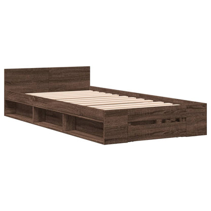 Bed Frame with Drawer without Mattress Brown Oak 90x200 cm