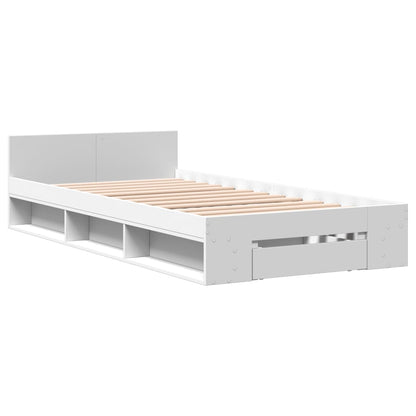 Bed Frame with Drawer without Mattress White 75x190 cm Small Single