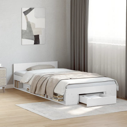 Bed Frame with Drawer without Mattress White 75x190 cm Small Single