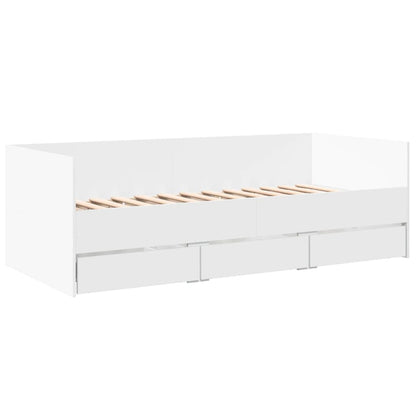 Daybed with Drawers without Mattress White 100x200 cm