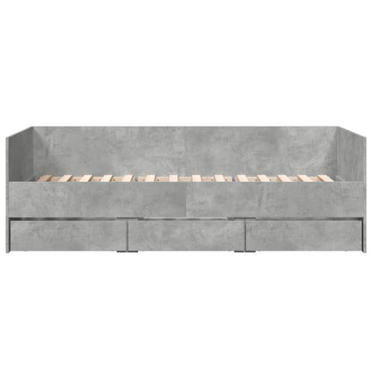 Daybed with Drawers without Mattress Concrete Grey 90x200 cm