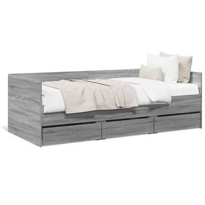 Daybed with Drawers without Mattress Grey Sonoma 90x200 cm