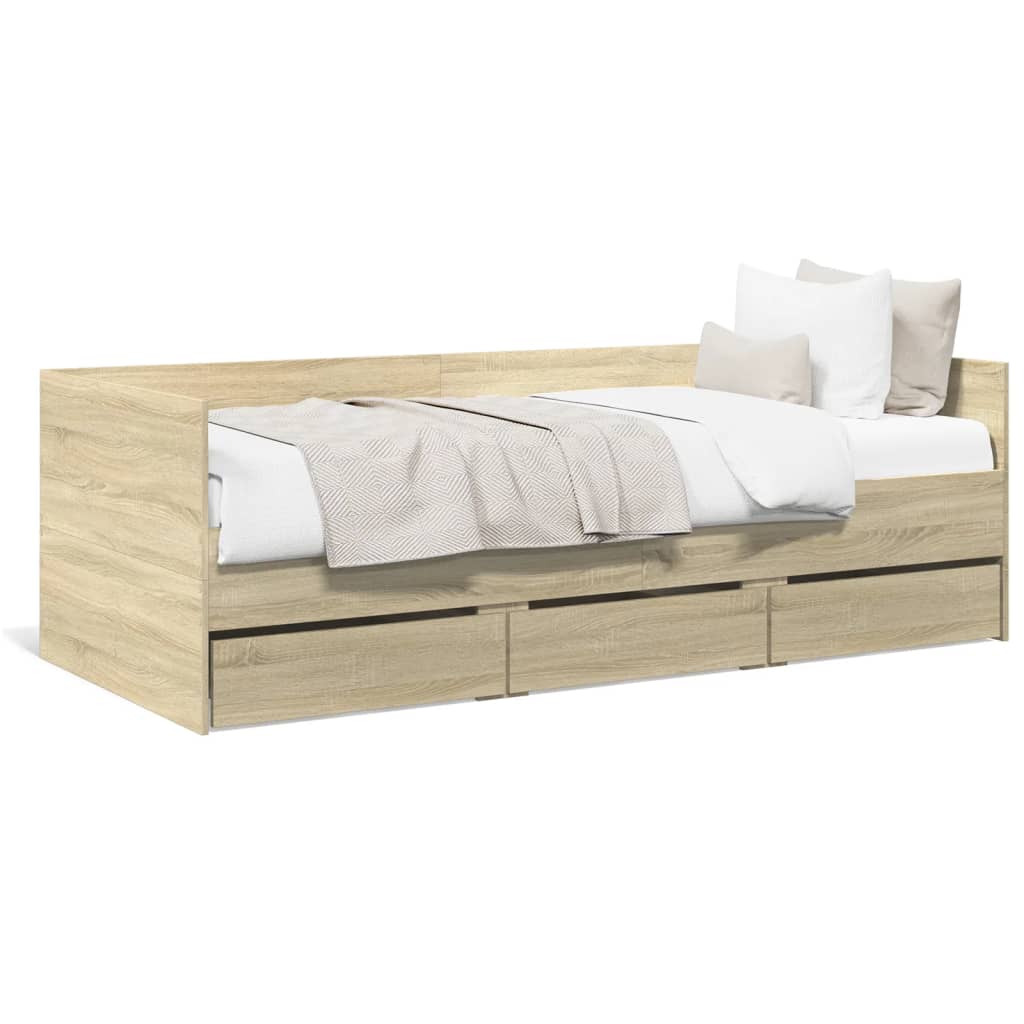 Daybed with Drawers without Mattress Sonoma Oak 90x190 cm Single