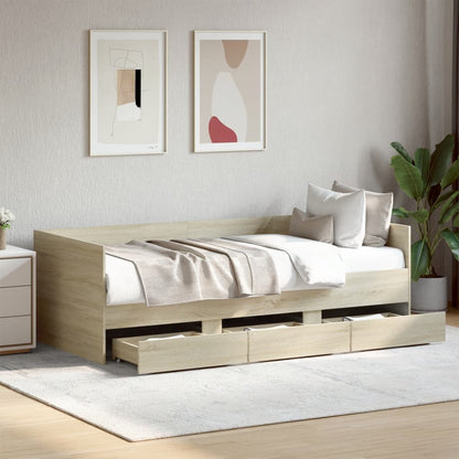 Daybed with Drawers without Mattress Sonoma Oak 90x190 cm Single