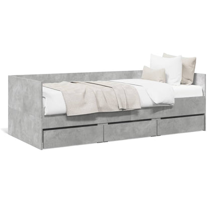 Daybed with Drawers without Mattress Concrete Grey 90x190 cm Single