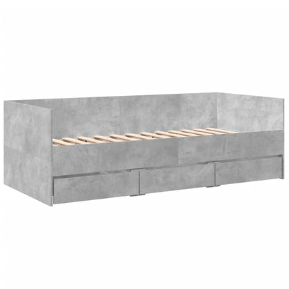 Daybed with Drawers without Mattress Concrete Grey 90x190 cm Single