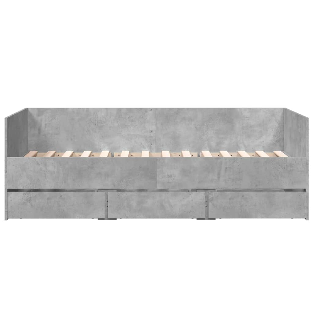 Daybed with Drawers without Mattress Concrete Grey 90x190 cm Single