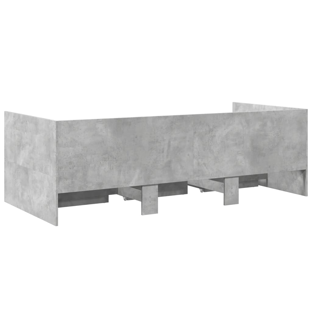 Daybed with Drawers without Mattress Concrete Grey 90x190 cm Single