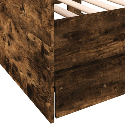 Daybed with Drawers without Mattress Smoked Oak 90x190 cm Single