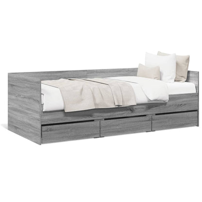 Daybed with Drawers without Mattress Grey Sonoma 90x190 cm Single
