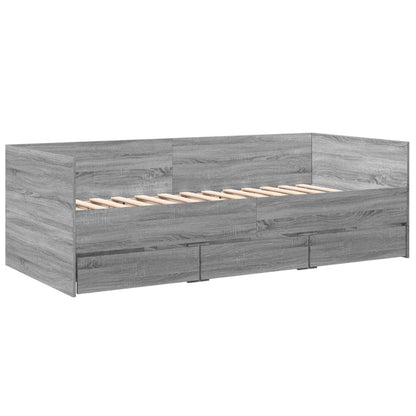 Daybed with Drawers without Mattress Grey Sonoma 90x190 cm Single