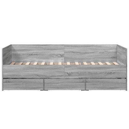 Daybed with Drawers without Mattress Grey Sonoma 90x190 cm Single