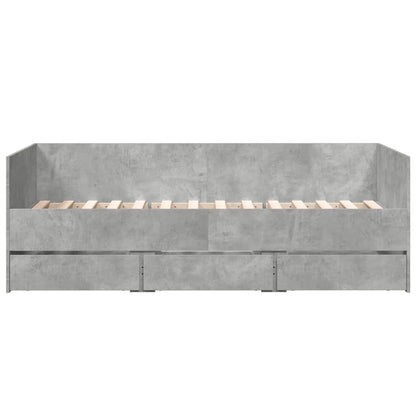Daybed with Drawers without Mattress Concrete Grey 75x190 cm Small Single