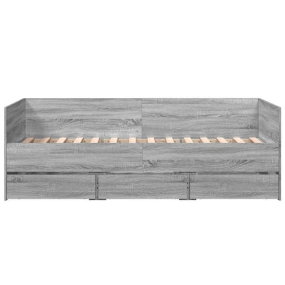 Daybed with Drawers without Mattress Grey Sonoma 75x190 cm Small Single