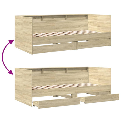 Daybed with Drawers without Mattress Sonoma Oak 100x200 cm