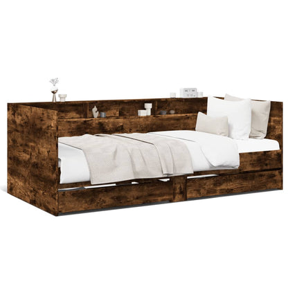 Daybed with Drawers without Mattress Smoked Oak 75x190 cm Small Single