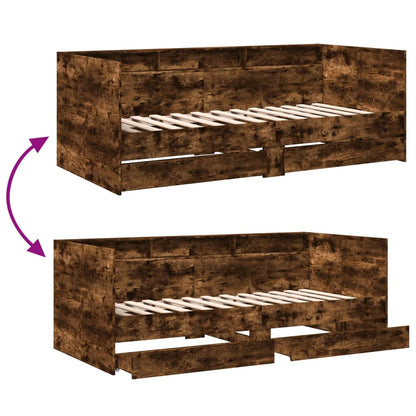 Daybed with Drawers without Mattress Smoked Oak 75x190 cm Small Single