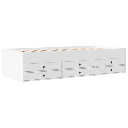 Daybed with Drawers without Mattress White 100x200 cm