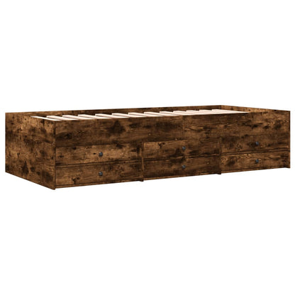 Daybed with Drawers without Mattress Smoked Oak 100x200 cm