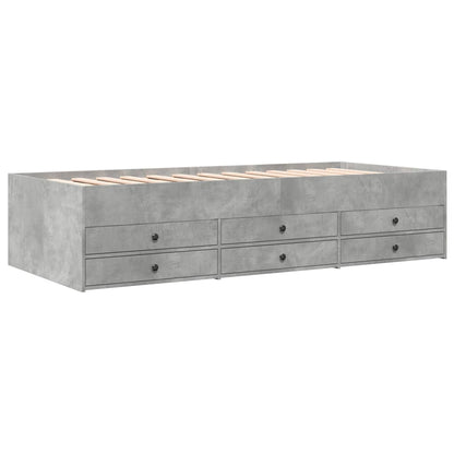 Daybed with Drawers without Mattress Concrete Grey 90x200 cm