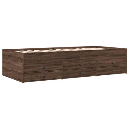 Daybed with Drawers without Mattress Brown Oak 90x200 cm