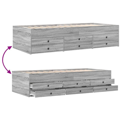 Daybed with Drawers without Mattress Grey Sonoma 90x190 cm Single