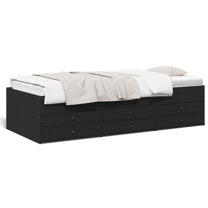 Daybed with Drawers without Mattress Black 75x190 cm Small Single