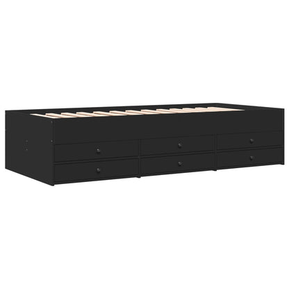 Daybed with Drawers without Mattress Black 75x190 cm Small Single